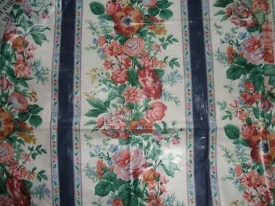 A CURTAIN FABRIC  COTTON CHINTZ WARNERS STRIPE FLORAL 27  W X 40  + 27  X 13  • £16.81