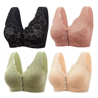 Front Buckle Bra Wireless Lace Bra U-Shaped Back Large Laced Bra • $12.59