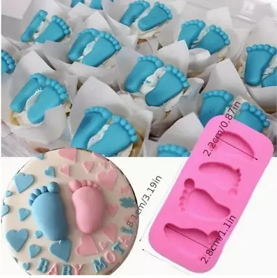 Baby Feet Silicone Fondant Mould Baby Shower Cake Decor Chocolate Sugar Craft • £3.35