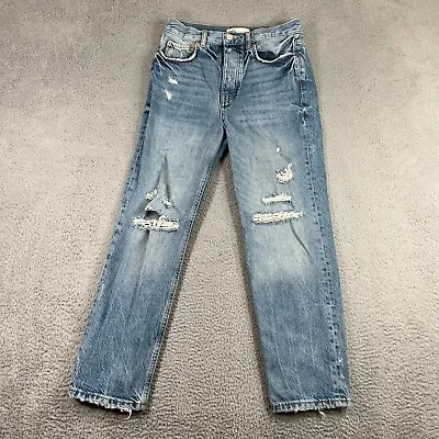 $16.88 • Buy Zara Jeans Womens 6 The Bliss Straight Denim Jeans Light Wash Distressed Mom