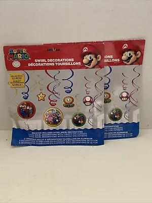 Nintendo Super Mario Brothers Foil Swirl Party Decorations 12 Pieces 2 Packages • $9.99