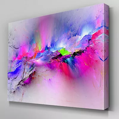 AB969 Large Multicoloured Pink Canvas Wall Art Abstract Picture Large Print • £8.99