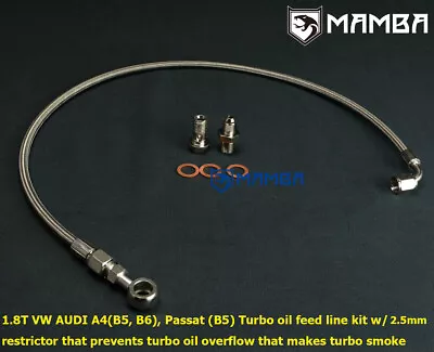 MAMBA VW AUDI A4 Passat 1.8T K03 K04 Turbo Oil Feed Line Kit W/ 2.5mm Restrictor • $42.90