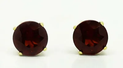 GENUINE 2.40 Cts GARNET STUD EARRINGS 14K YELLOW GOLD - MADE IN USA • £0.80