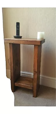 Hand Made Solid Wood Chunky Rustic Telephone Side/Lamp/Bedside Table • £63