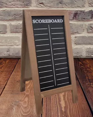 Scoreboard & Blank Side Tabletop Chalkboard 13.5  Easel W Dark Finish Wood Frame • $17.05