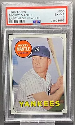 1969 Topps Mickey Mantle Yankees Last Name In White Psa 6 • $2999