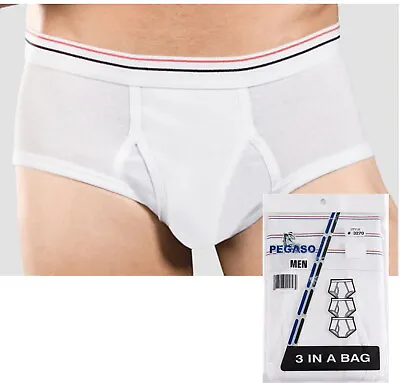 3Pk Men White Briefs Breathable Natural Cotton Underwear Vintage Style • $11.74