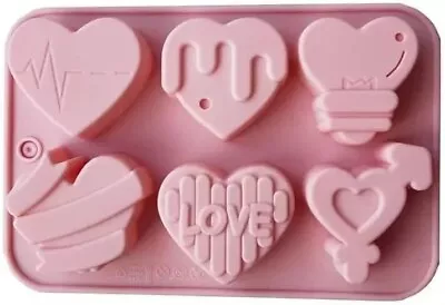 Love Heart Valentines Silicone Mould - 6 Cavity • £6.45