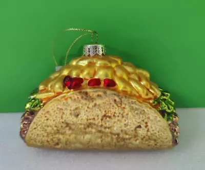 Robert Stanley LARGE TACO Mexican Food Glass Hanging Christmas Ornament • $18