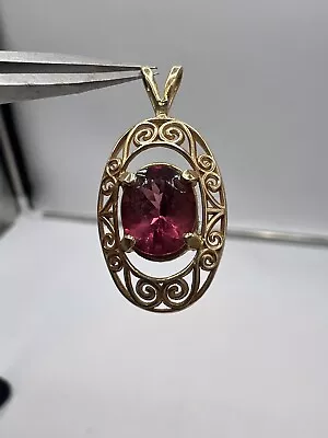 Maine Pink Tourmaline In 14k Gold Pendant • $99