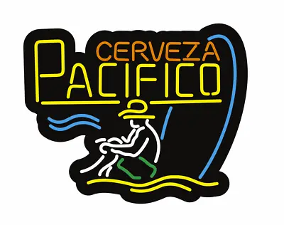 10  Vivid Pacifico Cerveza Fishing Sea Neon Sign Light Lamp Beer Bar Wall Decor • $84.99