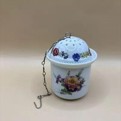 Vintage Porcelain Tea Strainer Infuser Kaiser Germany Floral • $18.99
