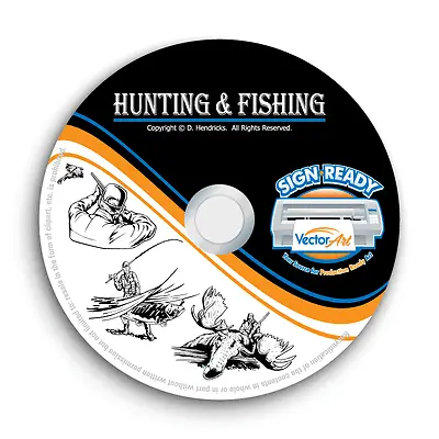 Hunting+fishing Clipart-vector Clip Art-vinyl Cutter Plotter+t-shirt Graphics Cd • $24.95