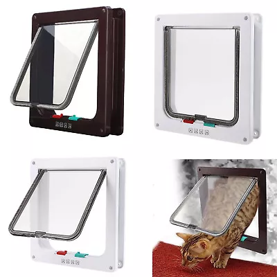 £10.49 • Buy Pet Door 4 Way Locking Small Medium Large Dog Cat Flap Magnetic White Frame