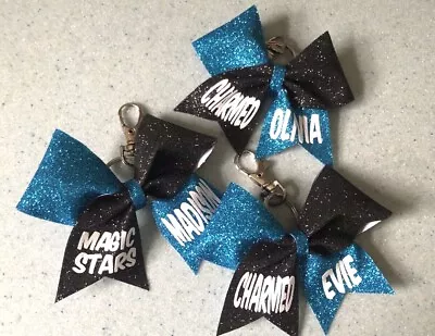  Cheerleading Glitter Keyring Cheer Bag Charm Free Name 27 Colours To Choose • £5