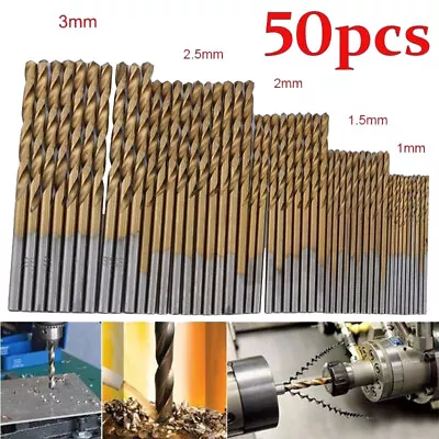 £5.09 • Buy 1/1.5/2/2.5/3mm Cobalt Twist Drill Bit For Hard Metal Stainless Steel Tool 50PCS