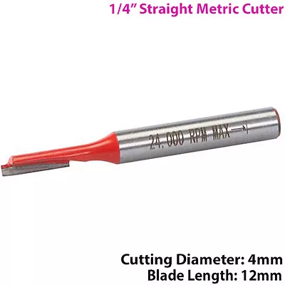 ¼  SHANK 4mm X 12mm Tungsten Carbide Straight Router Bit Worktop Wood Cutter • £5.99