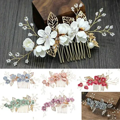 *Flower Wedding Hair Pins Comb Bridal Clips Crystal Pearl Bridesmaid Accessories • £5.51