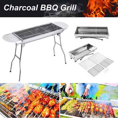 Portable & Foldable Charcoal BBQ Grills Stainless Steel Outdoor Camping • $52.49