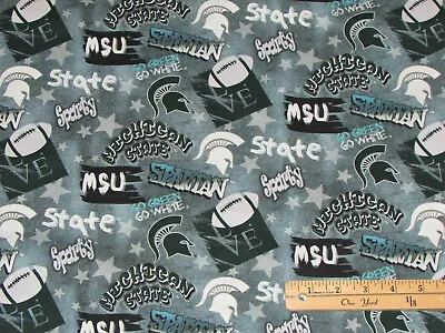 Michigan State University MSU Spartan 100% Cotton Fabric   1/2 Yard @ 18  X 42  • $3.37