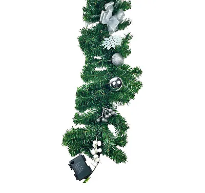 9ft Christmas Xmas Pre-Lit Floral Decorative Garland With LED Lights NEW • $20.97