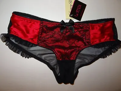 Bnwt La Senza 8 10 12 14 16 18 Shorts Red Silk Black Lace • £13.95