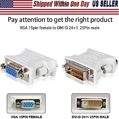 DVI-D Dual Link 24+1 Male To VGA Female Socket Converter Adapter For PC Monitor • $4.50