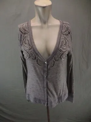 Miss Me Size S Womens Button Up Plunging Studded Back Zip Long Sleeve Top 911 • $9.50