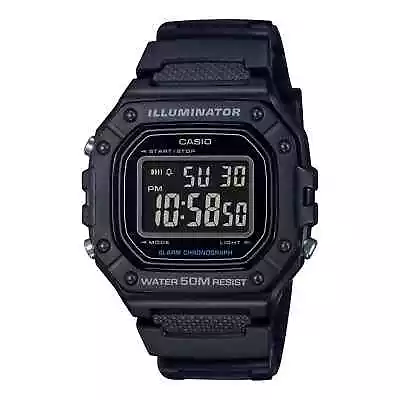 Casio W218H-1BV 50 Meter WR Chronograph Watch Alarm Black Resin Illuminator • $22.50