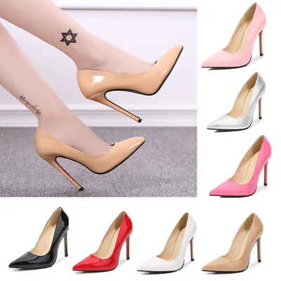 Men's High Heels Crossdresser Pumps Drag Queen Basic Patent Leather Women Shoes • $29.42