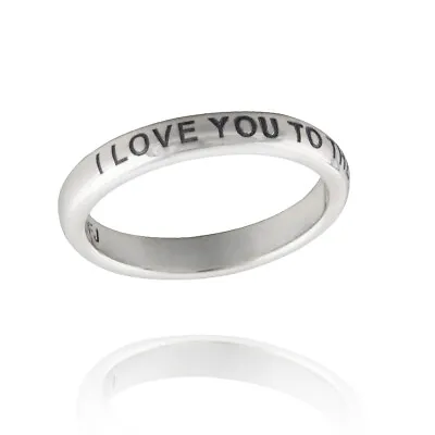 I Love You To The Moon And Back Ring - 925 Sterling Silver - Engraved Gift NEW • $24