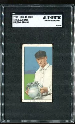 1909-11 T206 Polar Bear Hal Chase Holding Trophy Authentic • $145