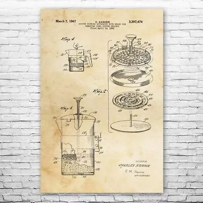 French Press Patent Poster Print 12 SIZES Coffee Shop Art Barista Gift • $46.95