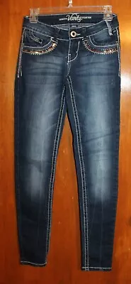 VANITY Sz 26/32 Harlow SKINNY JEANS (dark Wash W/ Sequins) EUC' • $18