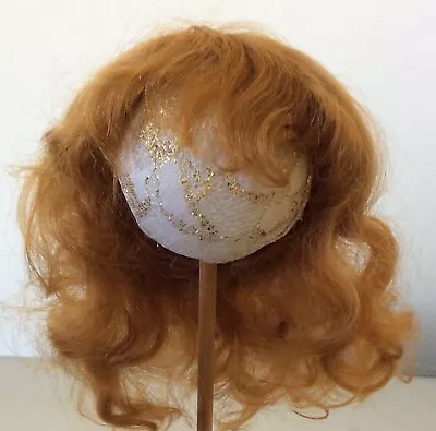 7” Auburn English Mohair Doll Wig With Hand Tied Middle Part/Bangs/Soft Curl • $36.95