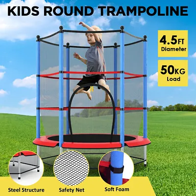 $999.99 • Buy Kid Trampoline 4.5ft Round Trampolines Junior Enclosure Safety Net Outdoor
