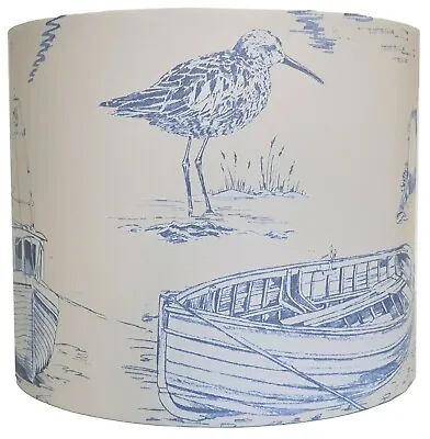 Nautical Bird Lampshade - Cream & Blue Curlew Seabirds Ceiling Light Shade • £27.99