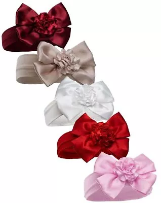 Baby Girl HEADBAND Satin Bow Flower Christening Wedding  • £3.75