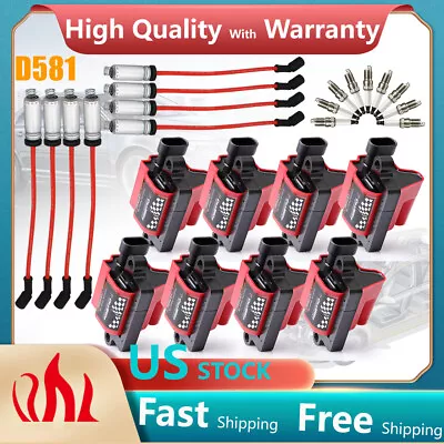 8Pack Ignition Coil & Spark Plug Wire For Cadillac Escalade 4.8L 5.3L 6.0L 8.1L • $175.97