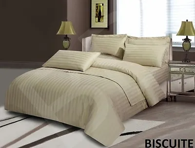 EGYPTIAN COTTON 500 THREAD COUNT CLASSIC STRIPE BEDDING Duvet Covers Sheets  • £10.95