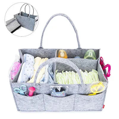 £6.59 • Buy Baby Diaper Organizer Caddy Felt Changing Nappy Kids Storage Carrier Bag Grey UK