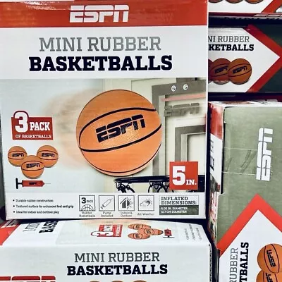 ESPN 5 Inch Mini Rubber Basketball (3 Pack) Pump Included BRAND NEW • $14