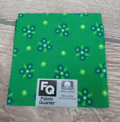 New! FQ GREEN & BLUE Floral 100% Fabric 18x21  Crafts Quilts Fat Quarter Irish • $1.25