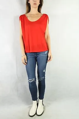 COUNTRY ROAD Red Pleat Shoulder Top Size S 10 • $17.50