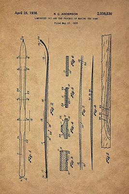 363072 Ski Patent Sport 1936 US Design Vintage Art Decor Print Poster • $29.95