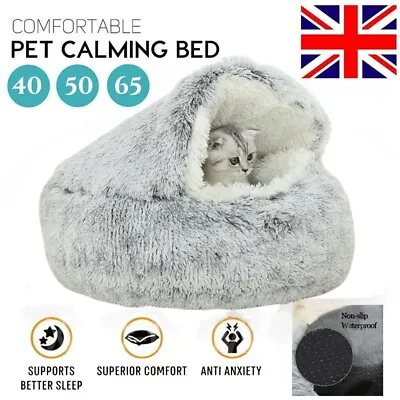 Pet Cat Dog Bed Round Plush Kitten Warm Sleeping Nest Bed Cat Igloo Cave House * • £10.55