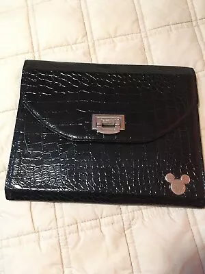 Disney Black Mickey Alligator Croc Embossed Tablet Ipad Case- Clutch  8in X 10in • $12