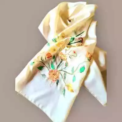 Vintage Hand Painted Scarf In Pure Silk • $80