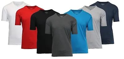 Men's Solid V-Neck Short Sleeve T-Shirt [Multiple Colors] M-2X New FREE SHIPPING • $8.95